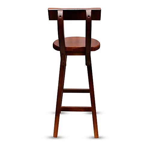 Banquetas/Banco Alto De Madeira Cor Imbuia Kit Com 2 Com Encosto