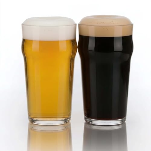 Burns Glass Nonic Pint Glasses Set of 2 – 20 oz British Imperial Pub Glass, Lead-Free Craft Beer Glasses, Stackable Dishwasher Safe Tumblers for IPA Ale Lager