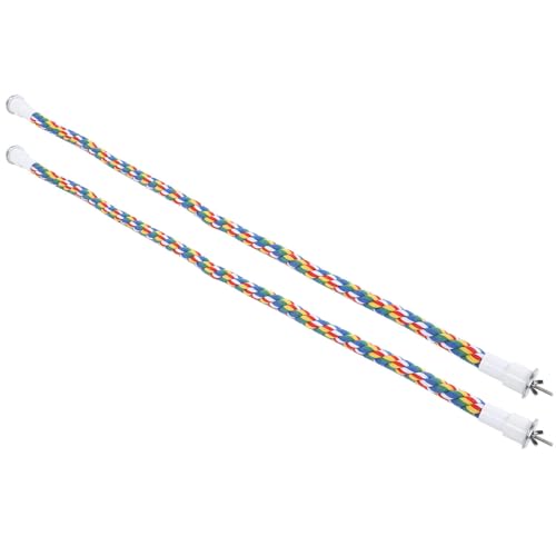 Image of 2PCS 23.6 inch Bird Rope Perches for Parakeets, Soft Cotton Parrot Perch with Quick Fixing Screws, Colorful Bird Cage Accessories for Cockatiels, Budgie, Canary, Comfy Perch Toy for Cage, 0.8in Dia