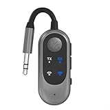 Glewi Kabelloser Audio-Sender und -Empfänger, 5,3-Zoll-Adapter mit 3,5-mm-AUX, für TV, Auto, PC, Flugzeug, 15 Stunden Spielzeit, Grau