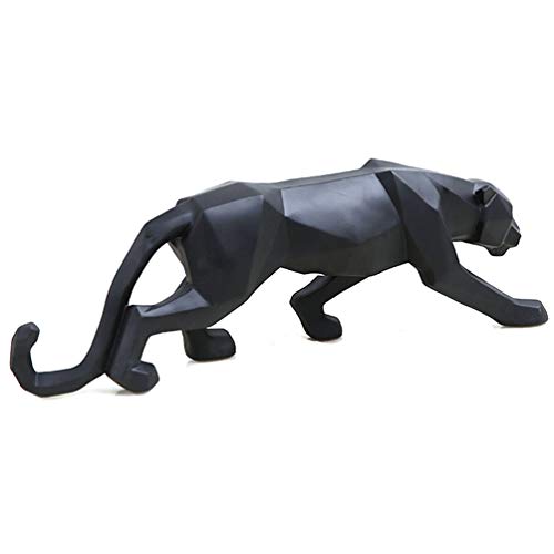 Geometric Modern Panther Sculpture Ornaments Resin Leopard Statue Wildlife Decor For Bookcase Showcase Shop Window Decor For Home Gifts(Black ) #TOP2
