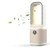 Misby Desk Fans Small Quiet, 13 Inch Bladeless Table Fan, 5 Speeds for Powerful Airflow, 70° Oscillating Fan with Night Light and Timer, Desktop Cooling Fan for Bedroom, Office, Nightstand