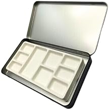 Travel Watercolor Palette, Portable Ceramic Paint Palette with 9 Wells, Empty Wet Palette, Metal Paint Box with Porcelain PaletteIron Box Style