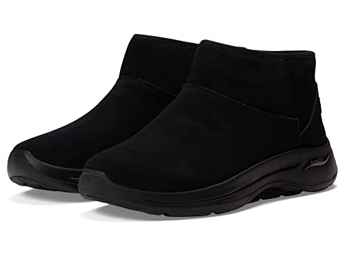 Skechers Women's Go Walk Arch Fit-Cute N Cozy Fashion Boot, Black/Black, 7.5 #TOP2