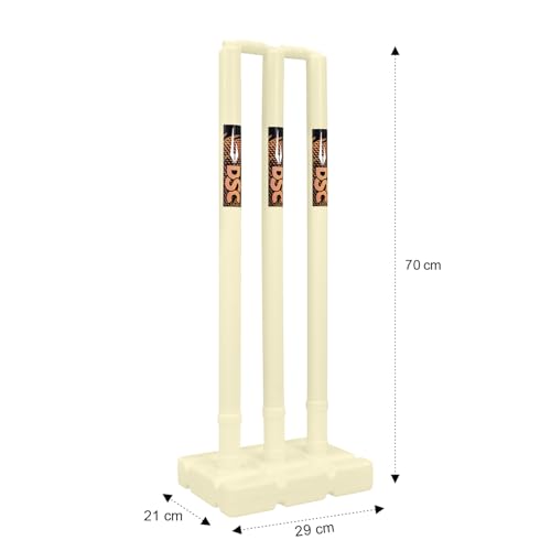 Image of DSC Plastic Cricket Stump Set with 3 Stumps, 2 Bails and 1 Base | Size: Mens | Color: White
