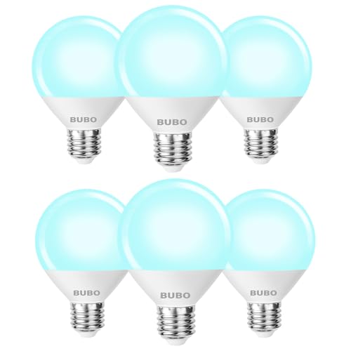 Image of BUBO Vanity Light Bulbs 60 Watt Equivalent, Bathroom Light Bulbs Daylight White 5000K, Round Light Bulb, G25 LED Bulbs 800 Lumens, E26 Medium Base, 7W, Non-Dimmable, 6 Pack