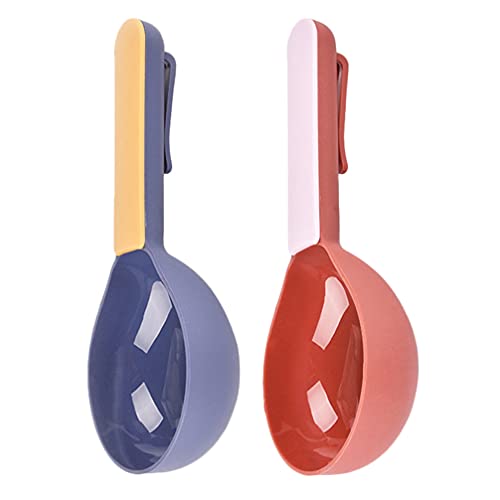 ULTECHNOVO 2Pcs Long Handle Pet Food Scoop with Clip Measuring Cups Spoons Cat Dog Feed Scoop Pig Cat Dog Food Scooper Shovel for Pet Dog Cat Supplies