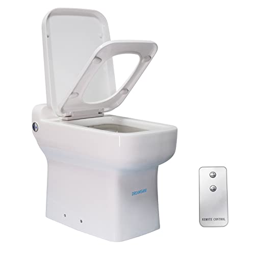 One-Piece Remote Control Macerating Toilet For Small Space,Dual-Flush Electric Upflush Toilet Built In 600Watt 4/5Hp Macerator Pump For Basement Toilet System, Connect The Sink #TOP16