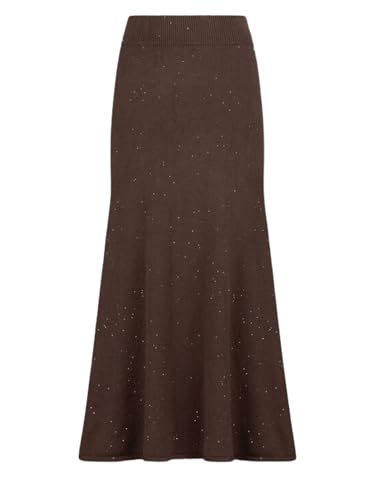 Jupe midi en mélange viscose Liu Jo marron brillante jupe mi-longue pailletée