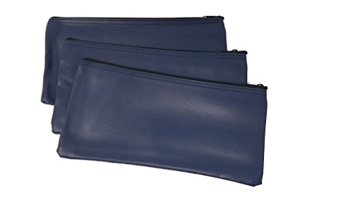 3 Piece Set PM Company Security Bank Deposit Bag/Utility Zipper Coin Bag/Pouch Safe Money Organizer Bag / 11 X 5.5 Inches (FREE RETURN) (BANK BAG-PACK OF 3 - NAVY)