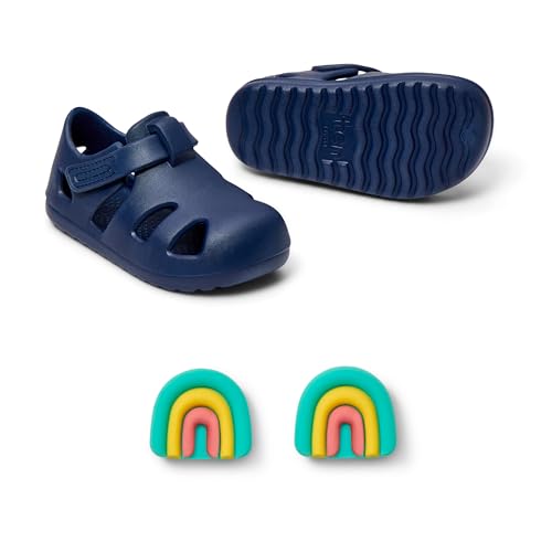 Ten Little Splash Sandals for Baby, Toddler & Kids, Adjustable, Closed Toe Water Sandals for Boys and Girls - Lightweight, Quick Drying Kids Water Shoes, and Flexible EVA with Traction - Nautical Navy