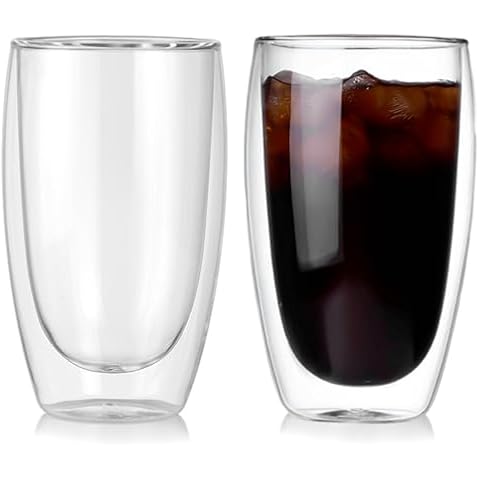 SHANGSKY Double Walled Glass Coffee Mugs, 2 Pack Clear Insulated Coffee Mug 15 Oz Coffee Glasses Tea Cup Milk Cup Gift for Christmas Thanksgiving Birthday Cover