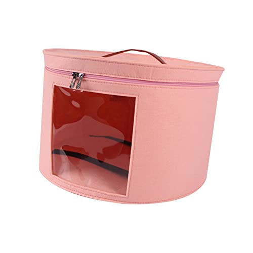 Colcolo Caja de Almacenamiento de Sombreros Caja de Sombreros de Gran Capacidad para Mujeres Hombres Sombreros de ala Redonda portátil Organizador Cajas de, Rosa Grande