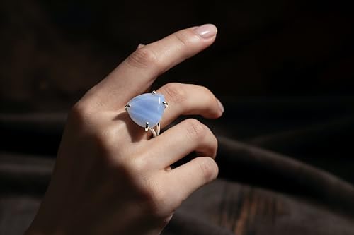 Bague en argent 925 et agate dentelle façonnée à la main