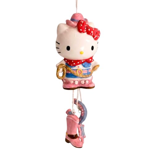 Blue Sky Clayworks Hello Kitty Cowgirl Wind Chime, Home & Kitchen Accessories, Ceramic, 24134