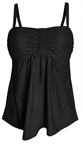 Gabrielle-Aug Women's Vintage Solid Black Tankini Top Swimsuit(FBA) (14, Black) Gabrielle-Aug Women's Vintage Solid Black Tankini Top Swimsuit(FBA) (14, Black)