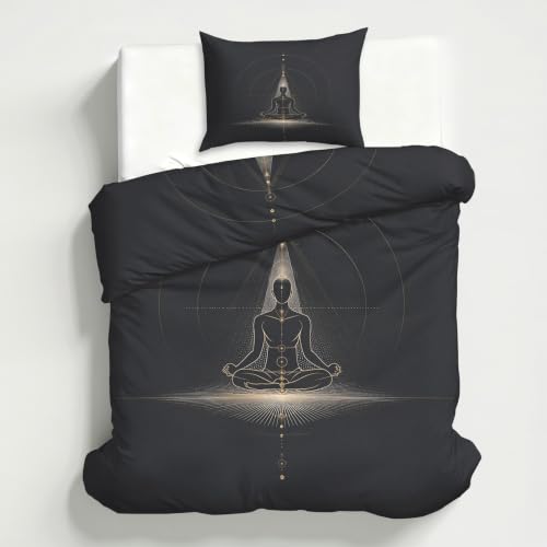 Parure de lit 160x200 fermeture éclair microfibre douce imprimé 7 chakras - 5