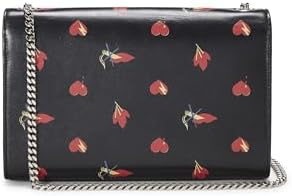 YSL, Pre-loved Black Calfskin Printed Kate Medium, Black