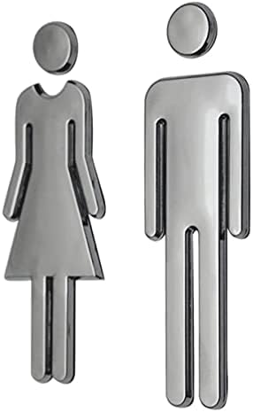 Bathroom Decorative Figure Set for Men and Women, ABS Adhesive Door Toilet Toilet Toilet Symbols for Men and Women (Gold)
