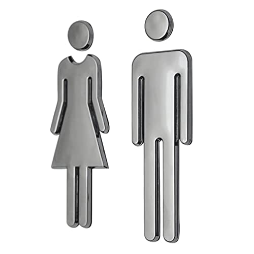 Letrero para inodoro, conjunto de figuras decorativas para letreros de baño para hombres y mujeres, puerta de ABS, letreros para WC, símbolo de baño (plata) (oro) (oro) (color: un color) (Onecolor)