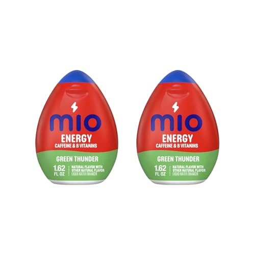 MiO Liquid Water Enhancer - makes 24 servings + Vitamins, 1.62 oz each, (Green Thunder, Pack of 2)