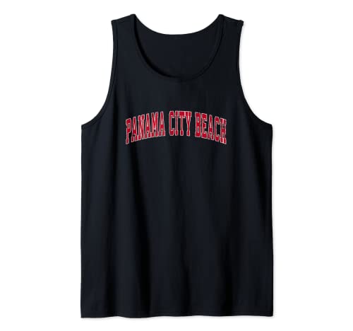 Panama City Beach Florida FL Diseño deportivo vintage Rojo Desig Camiseta sin Mangas