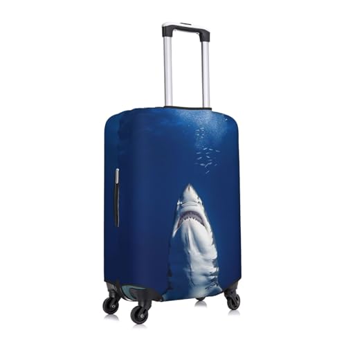 Zipper Closure Luggage Suitcase Protector Fits 18-32 inch Luggages, 3D Printed Shark Standing Anti-Scratch Stretchy Travel Luggage Suitcase Protector Baggage Cover3