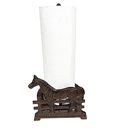 Urbalabs Cast Iron Farmhouse Paper Towel Holder Horse Metal Paper Towel Holder Roll Paper Towel Stand for Farmhouse Kitchen Decor Bathroom Home Country Decor (Horse)