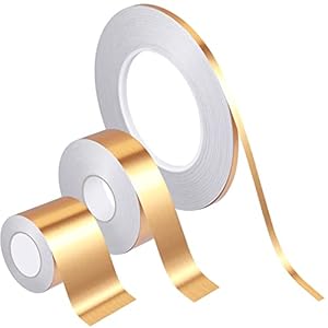 Zonon 3 Rolls Multi Size Self Adhesive Polyester Film Tape 1/5, 4/5, 7/5 Inch Washi Metallic Tape for Detailing Accent Graphic Arts for Walls Cars and Boats Trim(Gold)