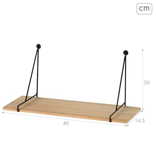 Miniatura 3 de Aktive Max Home Estante De Pared, 40 Cm, Con Soportes Triangulares Metálicos, Flotante, Efecto Madera, Para Cuadros, Decoración, Salón, Comedor, Cocina, Baño 18489