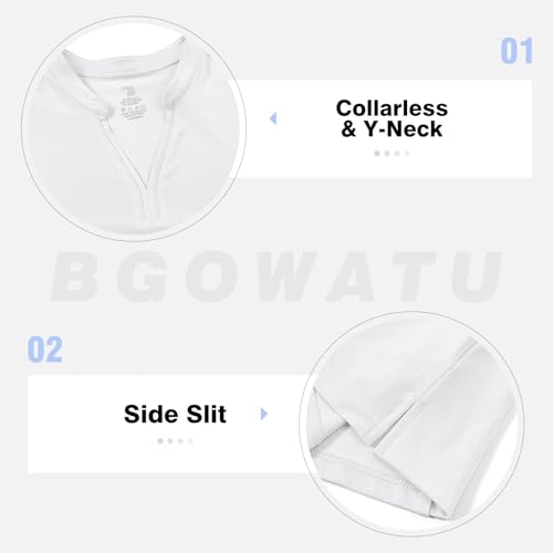 Image of BGOWATU Women's Golf Polo Shirts Short Sleeve Collarless Y-Neck Tennis Tops Quick Dry UPF 50+ Workout Shirt Lightweight