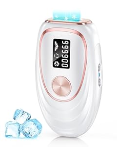 Haarlosy IPL Laser Hair Removal Device for Women and Men, Ice Cooling Painless Hair Remover Machine for Salon Quality Long Lasting Results at Home, for Face, Bikini Line, Armpit, Leg, Body, Rose White