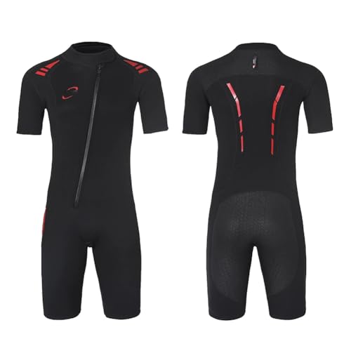 TOVCHEI Traje De Neopreno 3MM Cremallera Frontal De Natación Traje De Buceo De Una Pieza Hombre Mujer Cálido A Prueba De Frío Traje Anti-UV para Deportes Acuáticos,Negro,M