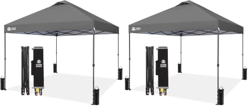 Image of CROWN SHADES 10x10 Pop Up Canopy Tent, Outdoor Canopy, Grid Grey (Pack of 2)