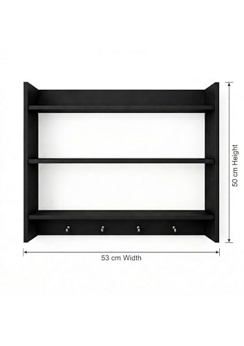 Image of Collection Premium MDF Wood 3-Tier Spice Rack & Multipurpose Wall Shelf | Kitchen Storage Organizer for Spice Jars, Bathroom, Living Room & Bedroom | Durable Wall-Mounted Wooden Rack