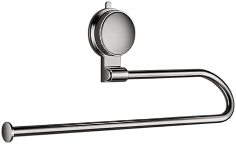 Paper Towel Holder Under Cabinet No Drilling, Suction Cup Metal Bathroom Towel Bar Wall Mount for Kitchen, RV, Bathroom