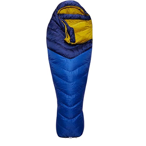 Rab Neutrino Down Sleeping Bag - Lightweight Warm Mummy Sleep Sack for Climbing & Mountaineering - Nightfall Blue - 19°F, Regular, Left Zip