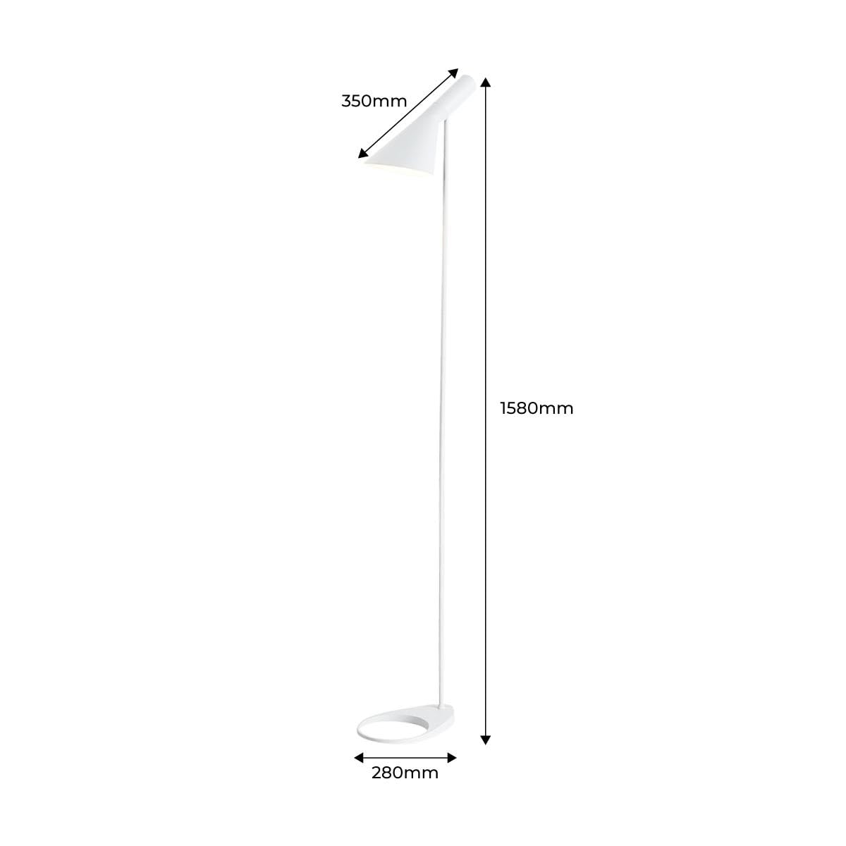 BarcelonaLED Stehleuchte LED Design Modern nordisches Metall weiß mit Fassung E27 Kopf verstellbar Fußschalter für Beleuchtung Innenraum Boden Wohnzimmer Schlafzimmer Studio | Aluminium, verstellbarer Lampenschirm, stabiler Sockel, Kabel 2 m mit Schalter,