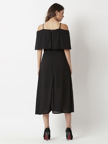 Image of Miss Chase Women's Round Neck Sleeveless Polyester Ruffled Knee- Length Dress