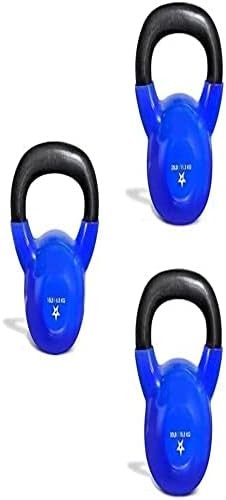 Yes4All 2-20kg Vinyl Coated Cast Iron Kettlebell, Kettle Bell Weight Sets - Blue Kettlebells