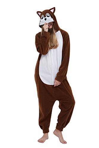 DELEY Unisex Animale Scoiattolo Tutina Adulto Costumi di Halloween Cosplay Pigiama Caldo degli Indumenti da Notte Homewear