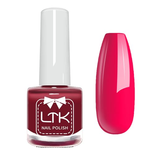 Rose Red Nail Polish - Hot Pink Nail Vanish - Long Lasting Nail Varnish Quick Dry Breathable Nail Polish - No Need UV Lamp Summer Chip Resistant Silky Smooth Nail Art Gifts for Women 7ML