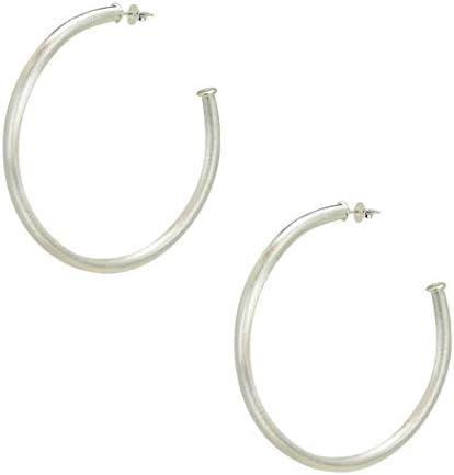Sheila Fajl Everybody's Favorite Large 2.5 Inch Tubular Hoop Earrings in Brush Silver Plated