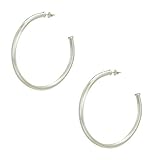 Sheila Fajl Everybody's Favorite Large 2.5 Inch Tubular Hoop Earrings in Brush Silver Plated
