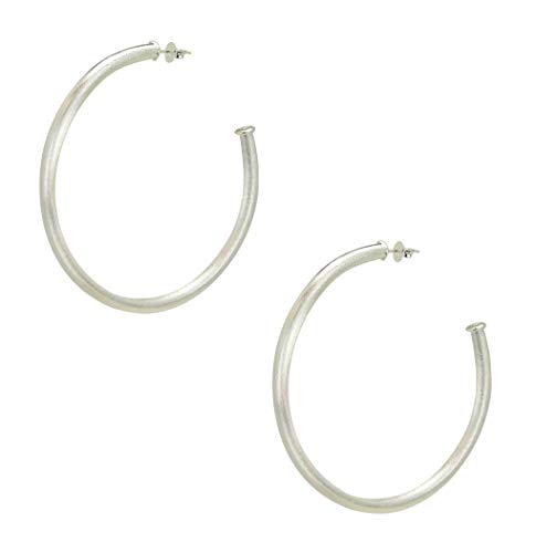 Sheila Fajl Everybody's Favorite Large 2.5 Inch Tubular Hoop Earrings In Brush Silver Plated #TOP3