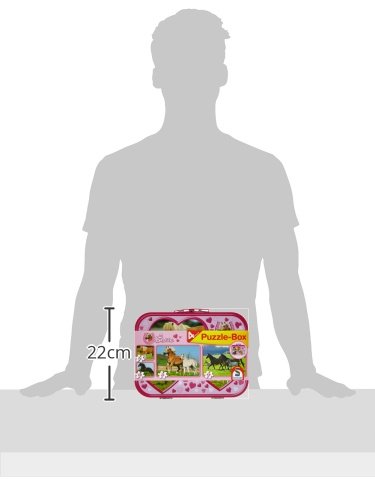 Schmidt Spiele 55588 Pferde, 4 Kinderpuzzle im Metallkoffer, 2x26 und 2x48 Teile