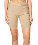 Jvini Women's High Waisted Stretchy Cotton Skinny Jean Style Bermuda Shorts Reg-Plus Khaki Size Medium
