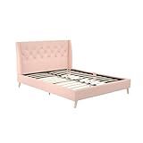 Novogratz Her Majesty Tufted Upholstered Bed Frame, Full, Pink Linen