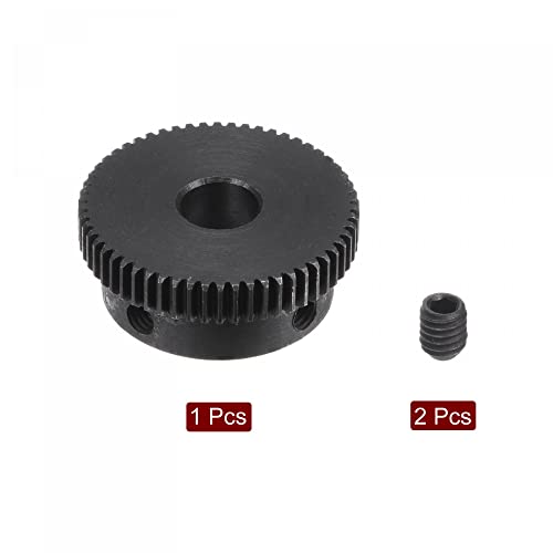 Image of uxcell Pinion Gear Set, 45# Carbon Steel Motor Rack Spur Gear with Step Black, 0.5 Mod 58T 8mm Bore 30mm Outer Dia, M4 Set Screws Included
