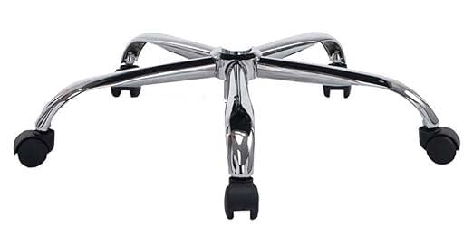 STMMZ Revolving Chair Steel Chrome Spider Chair Base with Twin Caster Black Wheel- (26inch)